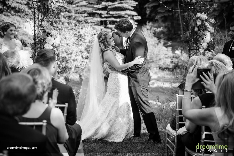 A first wedding kiss at the Sonnenalp Resort