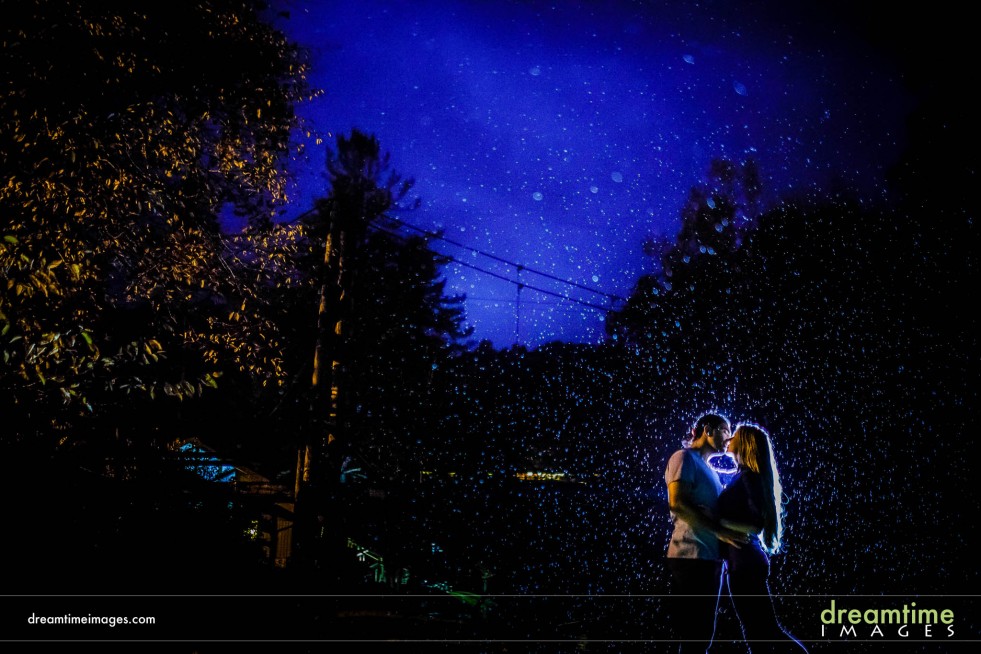 Engagement portrait at night in Slade, KY