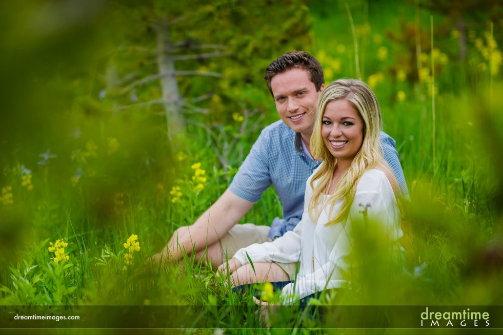 Engagement session in Estes Park wildflower field